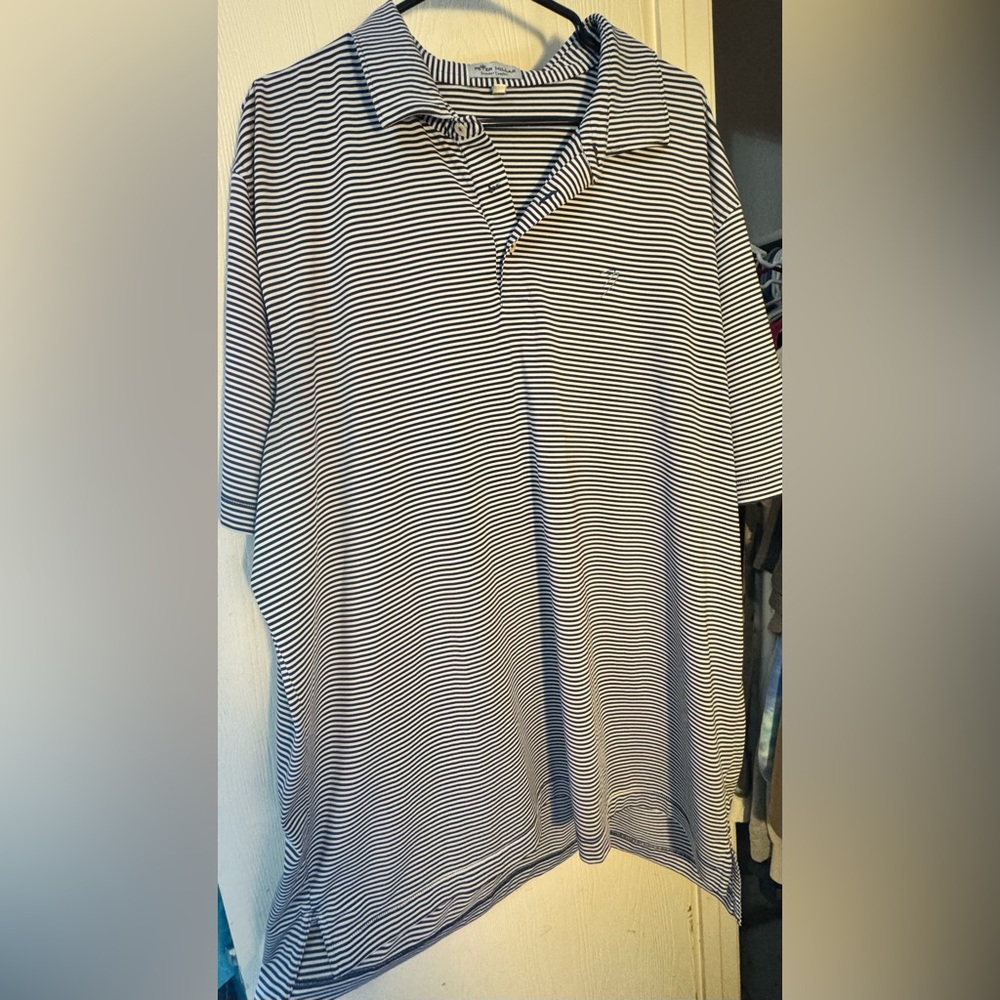 Peter Millar Navy and White Striped Polo Shirt